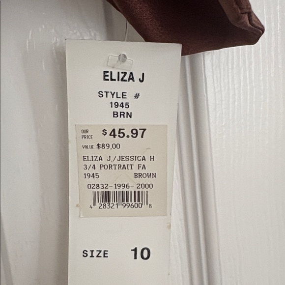 Eliza J New York Brown Satin Evening Party Blouse Womens Size 10 NWT - Picture 3 of 8